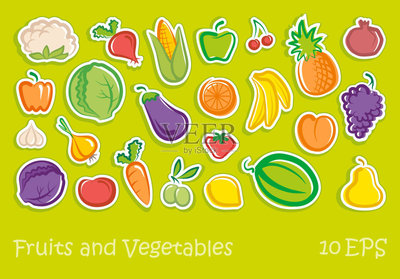 标签,蔬菜,水果,草图,胡萝卜